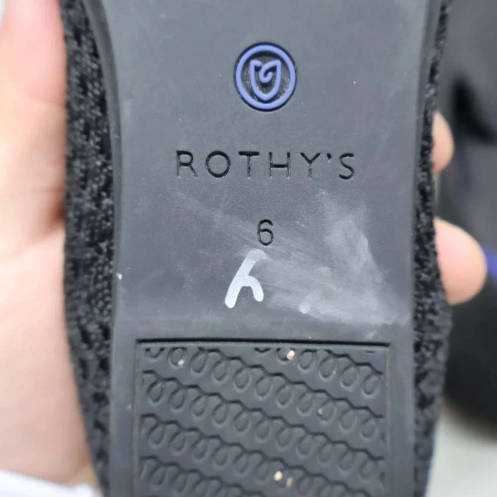 Rothys Women 6 Flats Shoes Black The Loafer Knit‎ Sustainable Slip On Everyday